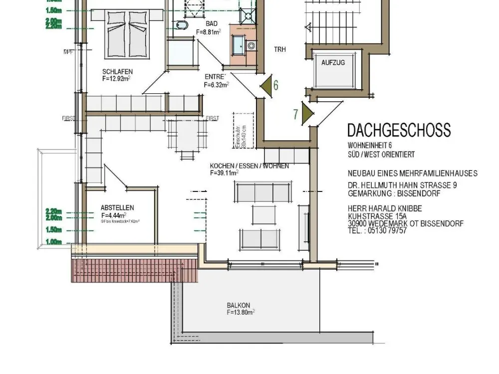 Schöne Zweizimmer Dachgeschoßwohnung mit großem Balkon