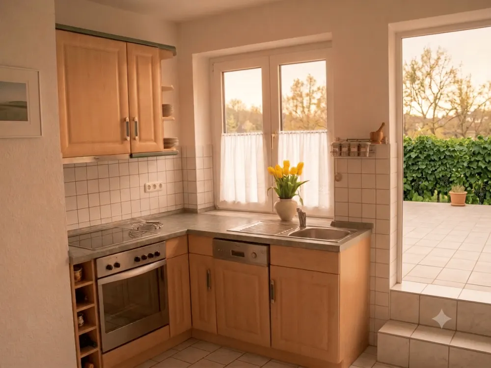Einzigartiges Wohnen im Hinterhaus, Charmante Maisonette-Wohnung mit spektakulärer 50 qm Sonnenterrasse in der Erfurter Altstadt