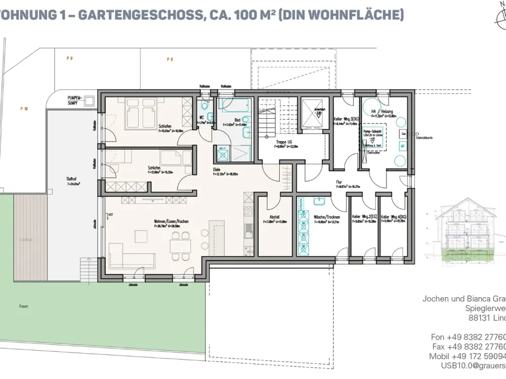 Geschmackvolle 3,5 Zi, 111 qm "Riesenterrasse" und Garten (Alleinbenutzung)