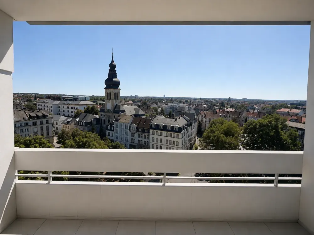 Helle, vollständig renovierte 2-Zimmer-Wohnung mit Südbalkon & tollem Blick, Erstbezug n. Sanierung