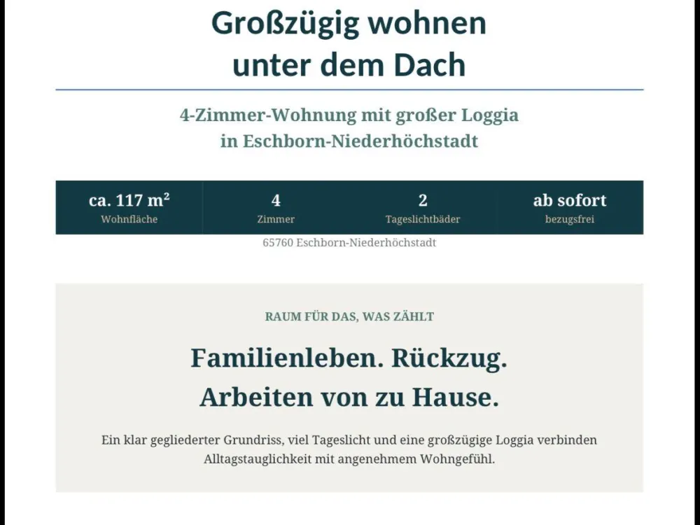 Großzügig wohnen unter dem Dach