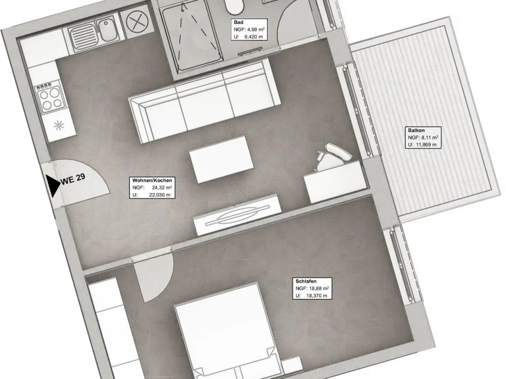 Newly Built 2-Room Apartment KS-Unterneustadt