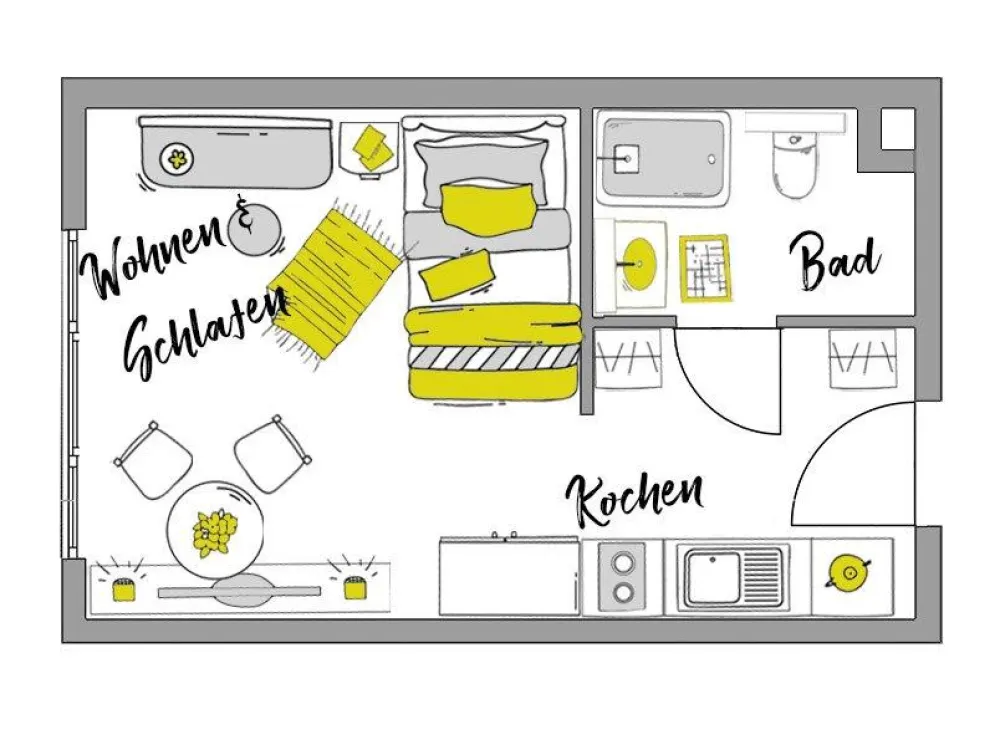 Möblierte Komfort-Apartments im "Main Atrium" auf der Hafeninsel