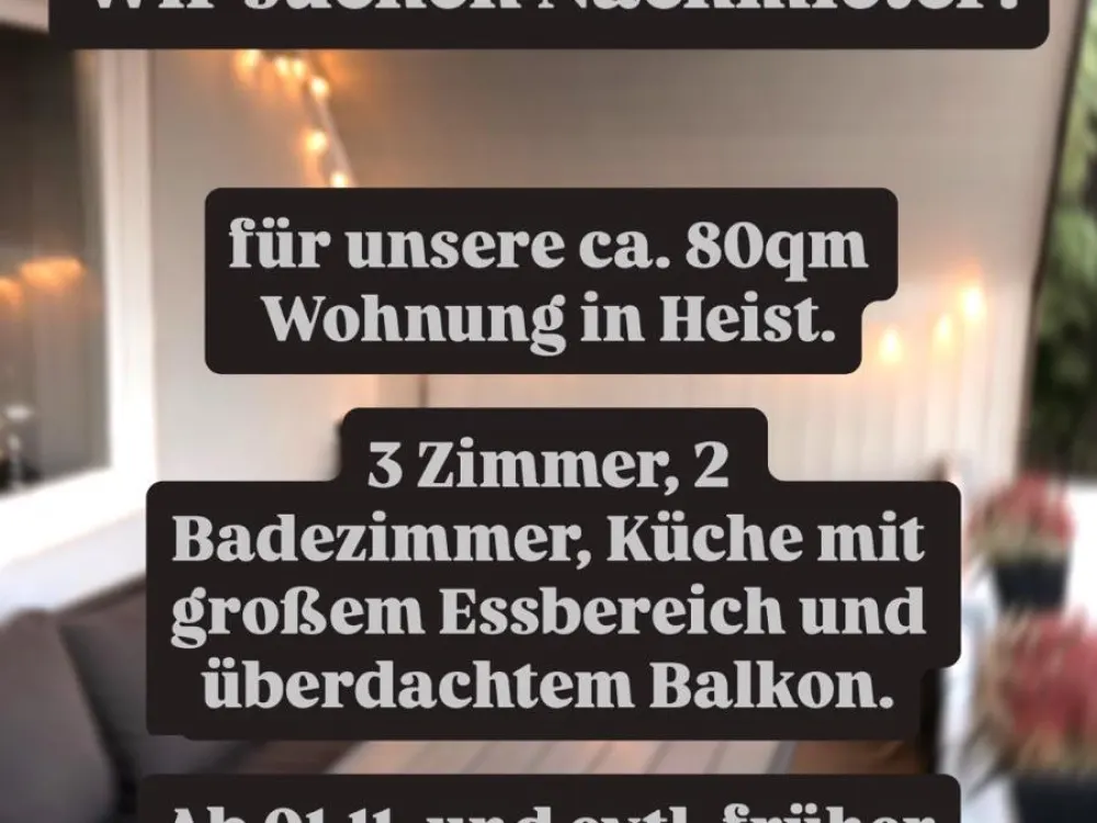 Nachmieter für 3 Zimmer Wohnung gesucht, Heist