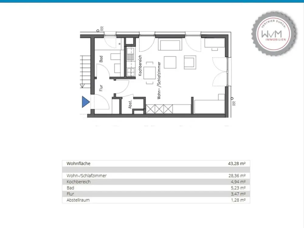 43sqm / 1 Room Apartment in Köln-Riehl near the Botanical Garden