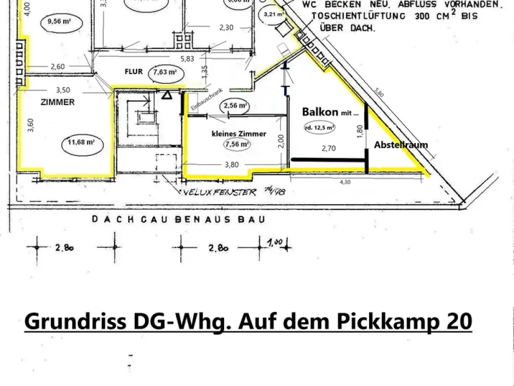 schmucke Dachgeschoss-Wohnung mit Balkon