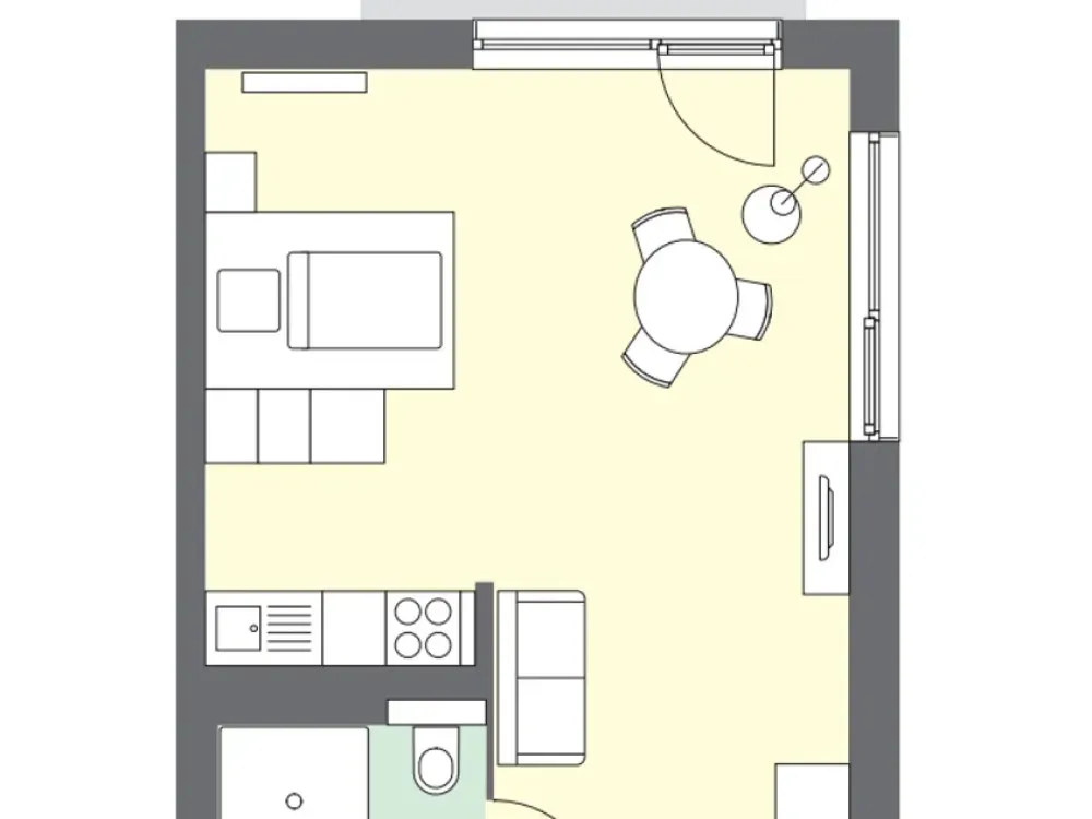 mio Compact Apartment: Vollmöbliertes 1-Zimmer-Apartment mit Designerküche, WLAN