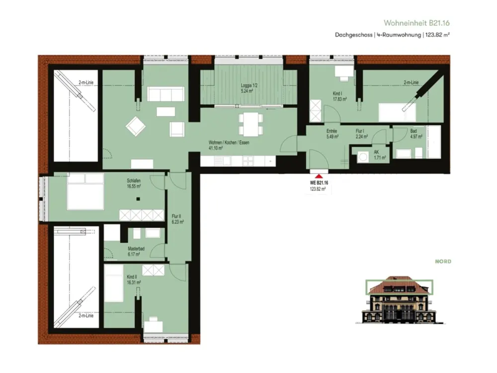 Family Dream in the Attic, with Loggia and Green View | 2 Bathrooms | Utility Room | Parking Space