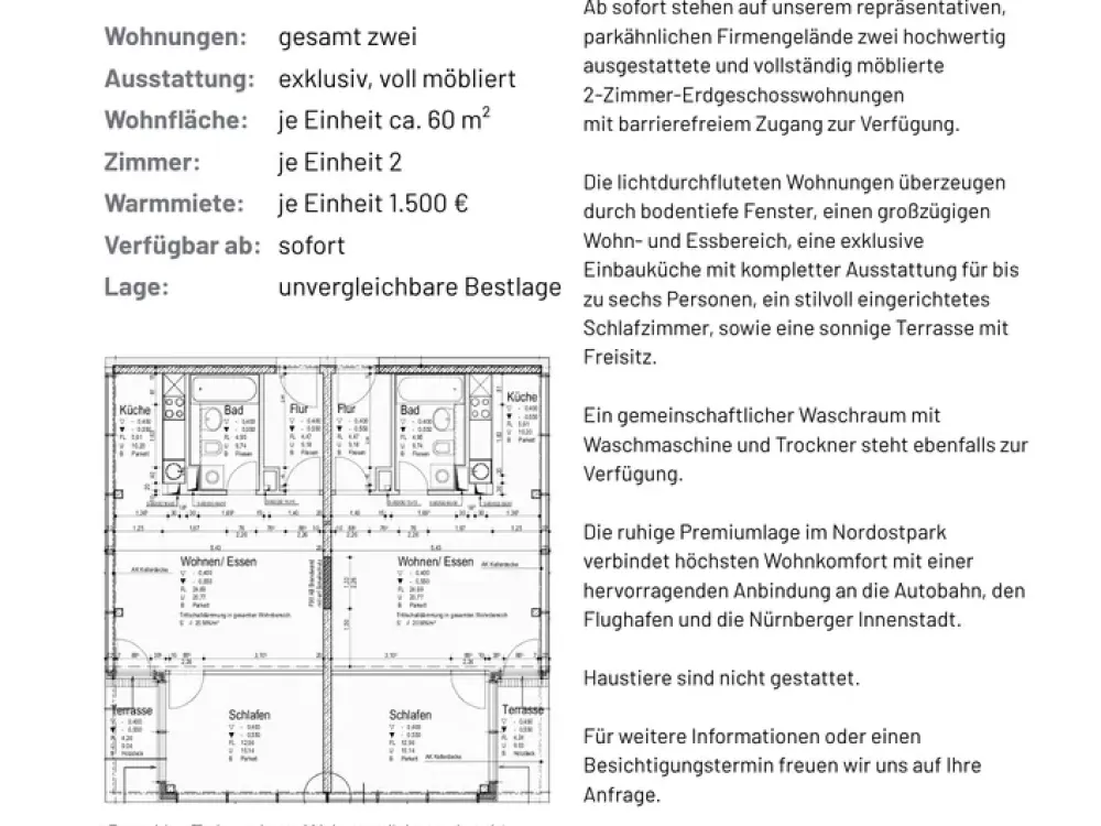 Exklusives, voll möbliertes Wohnen im Nürnberger Nordostpark