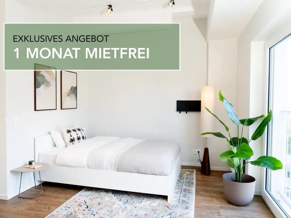 Möbliertes Studio Apartment mit Fitness, Wifi, Lounge & Dachterrasse