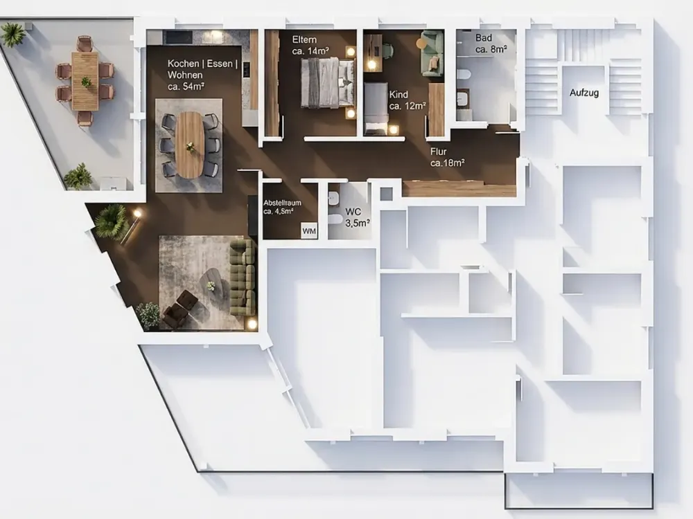 Exklusive 3-Zimmer-Wohnung mit Dachterrasse in Top-Lage!