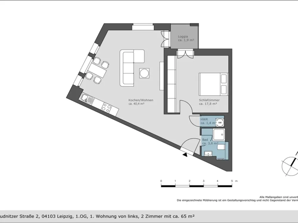 Erstbezug in Citynaher Wohnlage - 2 Zimmer Wohnung mit Balkon und großen Wohnzimmer