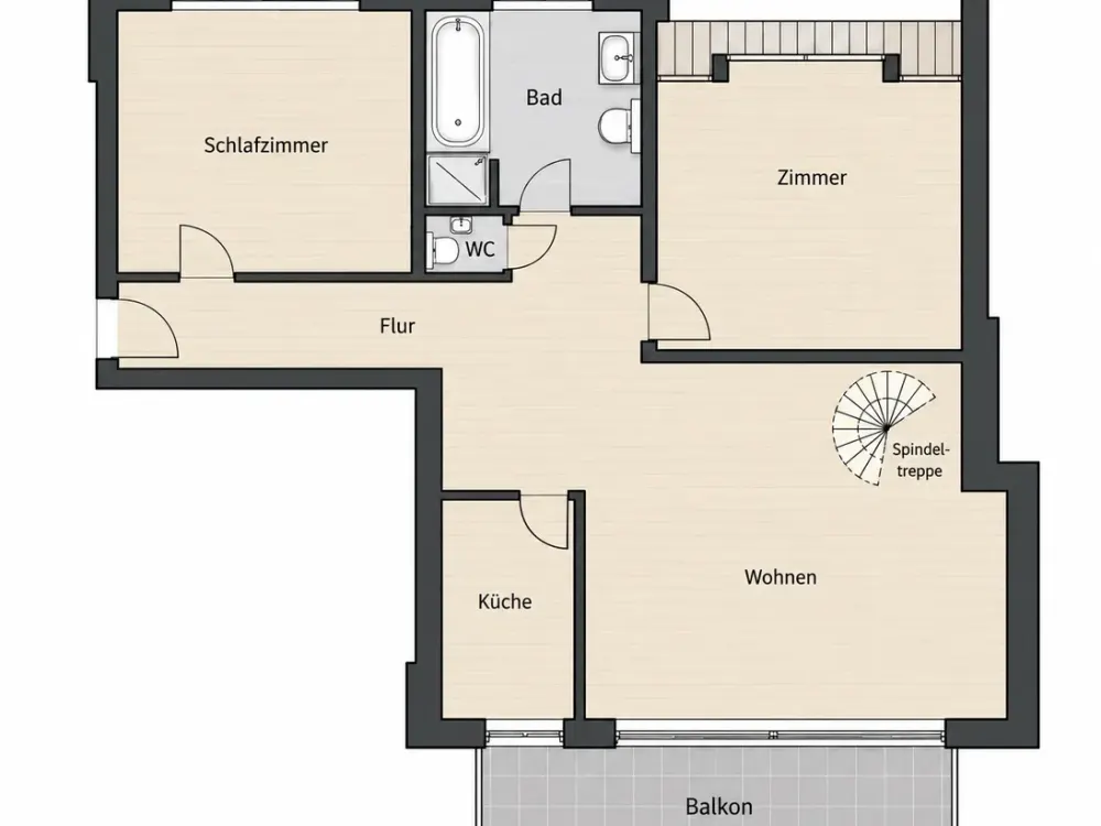Schöne 3-Zimmer-Wohnung mit Balkon und Galerie