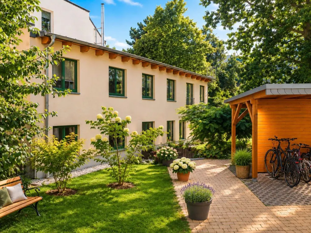 Außergewöhnliches Hinterhaus mit Garten, Kamin & Wellnessbereich