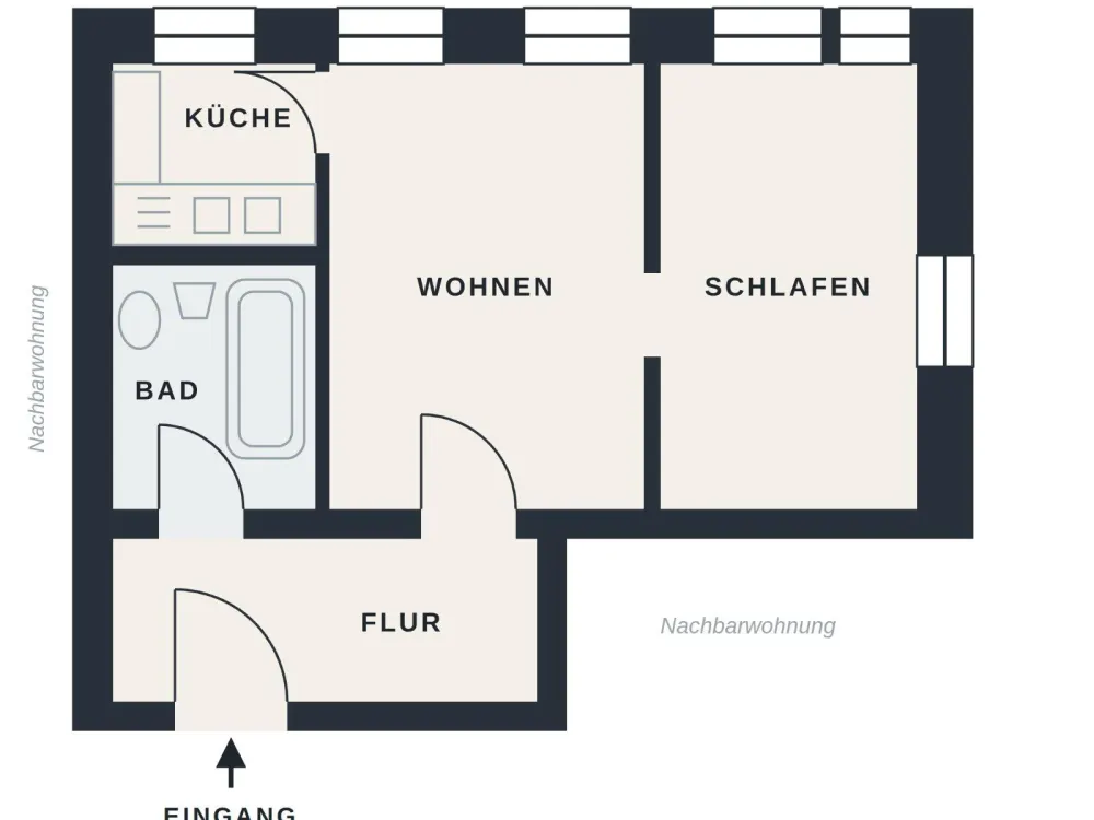 2 R Wohnung, 43 m² · ideal für Singles - verkehrsgünstige Lage