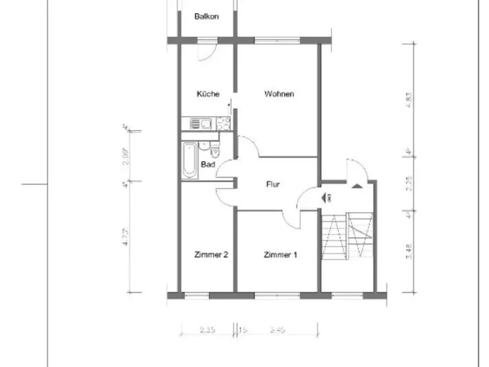 3-Raumwohnung in zentraler Lage