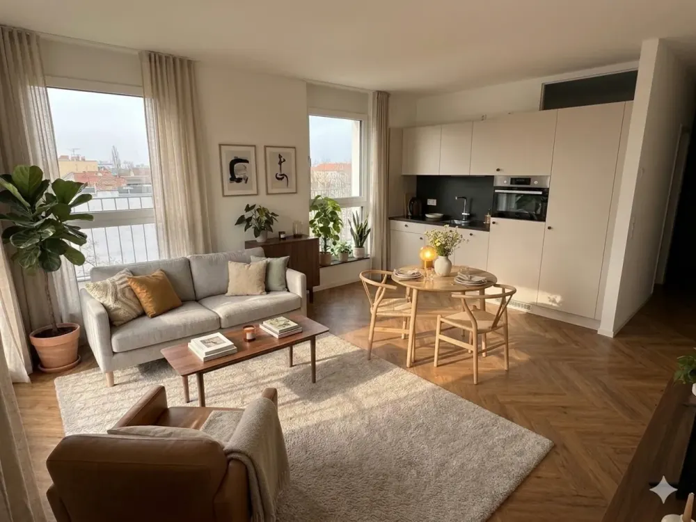 Only 3 Years Old: High-Quality 2-Room Apartment with Balcony & Built-In Kitchen