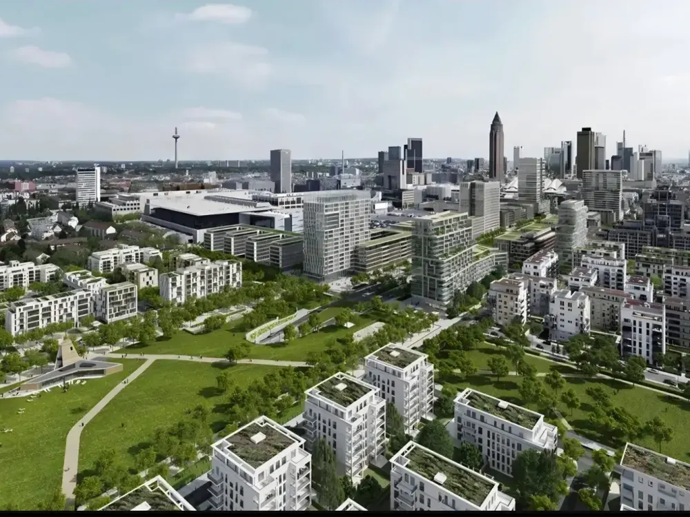 Luxus 3-Zimmer-teilmöblierte Wohnung mit EBK und großem Balkon in Frankfurt Europaviertel