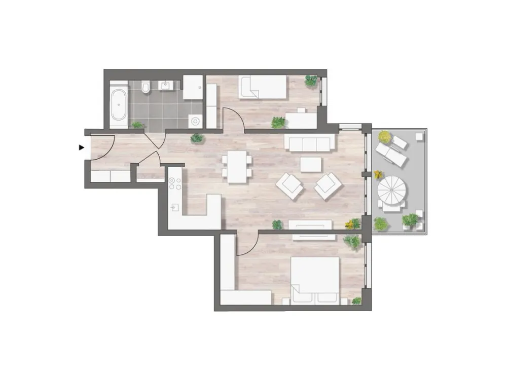 Ihre neue 3 Zimmerwohnung im Erstbezug mit Balkon.