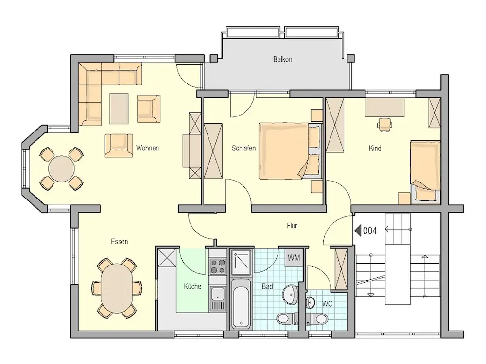 Helle 3 Zimmer Wohnung in Freiberg - WBS A Stadt Stuttgart erforderlich