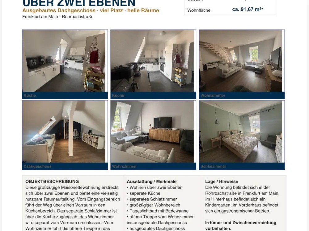 Grosszügige Maisonette-Wohnung in Frankfurt Nordend