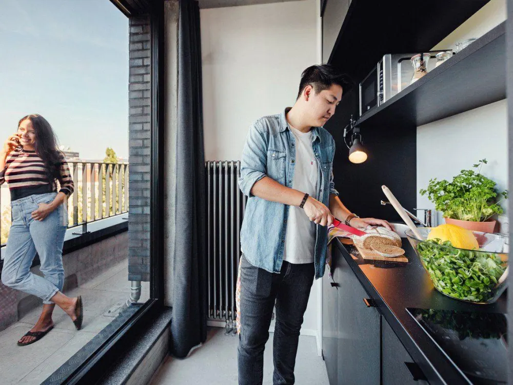 Neon Wood Student Housing in Berlin Mitte-Wedding, Penthouse Balcony Apartment