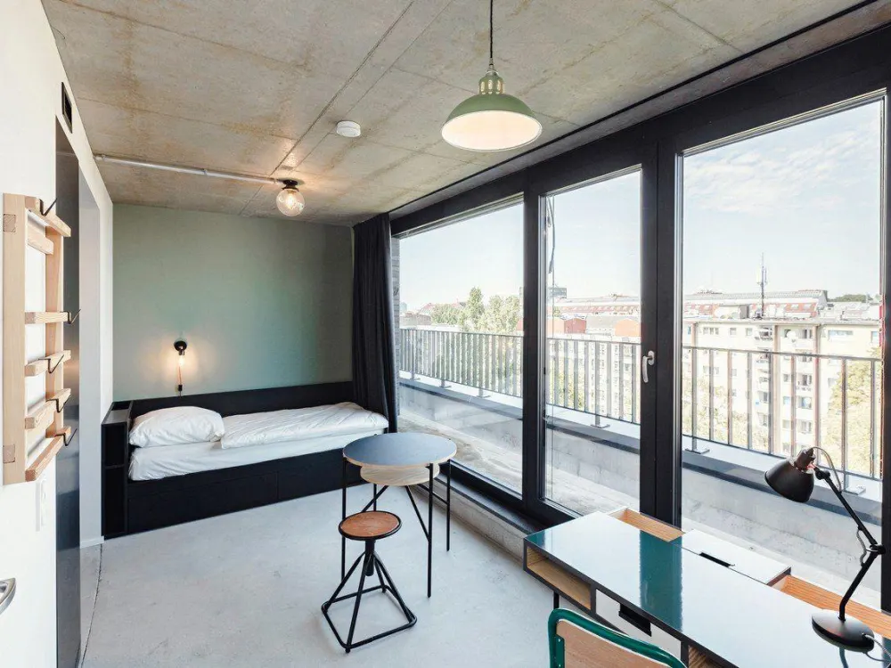 Neon Wood Student Housing in Berlin Mitte-Wedding, Penthouse Balcony Apartment