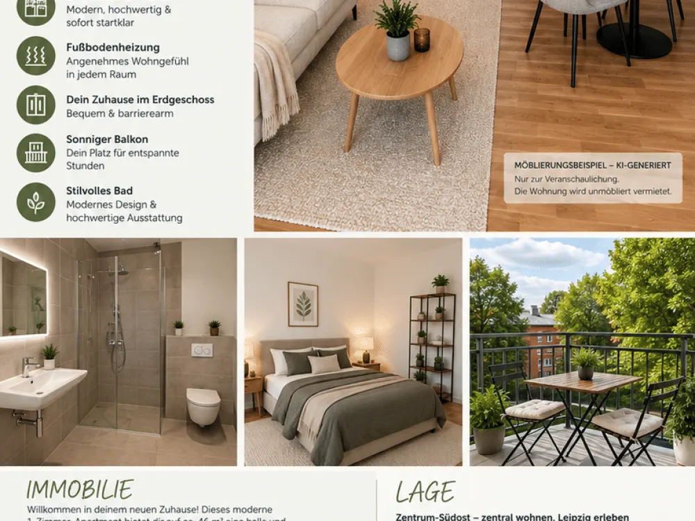 Modernes 1-Zimmer-Apartment mit Balkon, Erstbezug 2026 im Zentrum-Südost