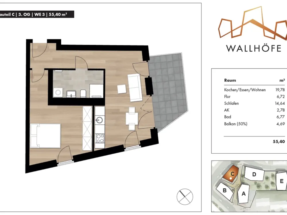 Kompakte Wohlfühlwohnung in den Wallhöfen