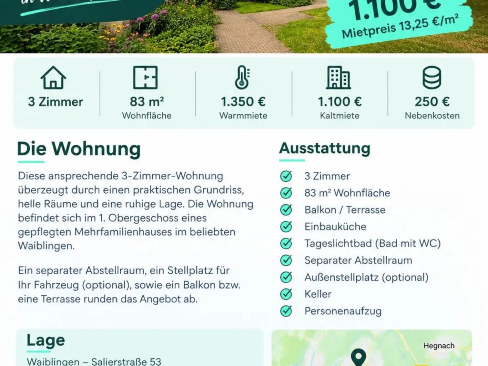 3- Zimmer Wohnung in Waiblingen vermieten!