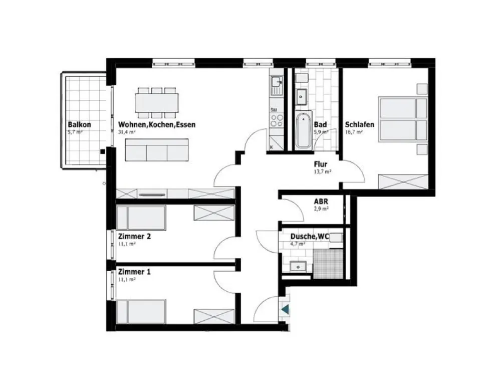 bezugsfertiger Neubau - 4-Zimmer-OG. Wohnung mit Balkon, barrierearm