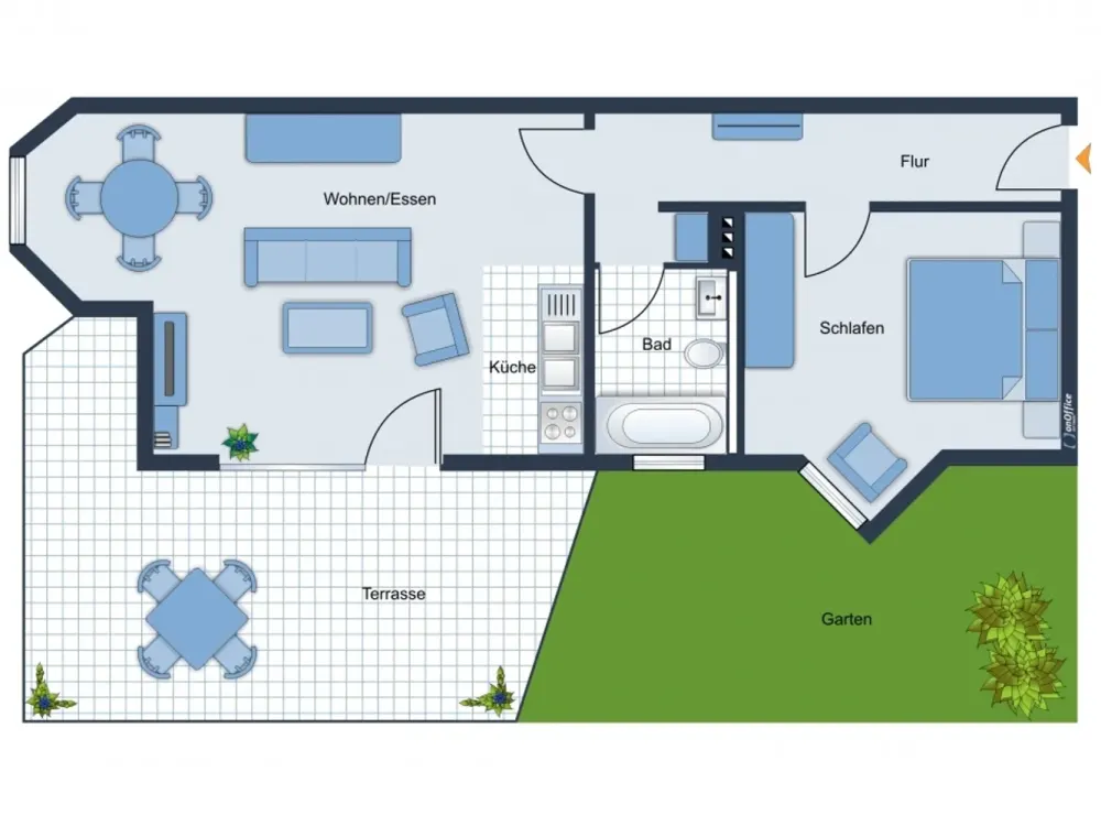 2-Raum-EG-Wg. mit Terrasse und Grünbereich, in Nempitz, ...EBK, Bad mit Fenster und Wanne, Pkw-SP