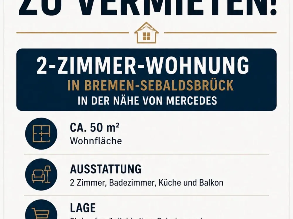 Zu vermieten: 2 Zimmer Wohnung, Bremen Sebaldsbrück