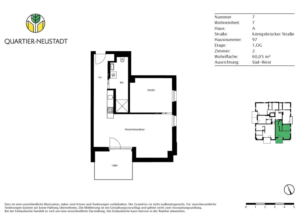 2-Zimmer-Wohnung mit Loggia im Herzen der Äußeren Neustadt