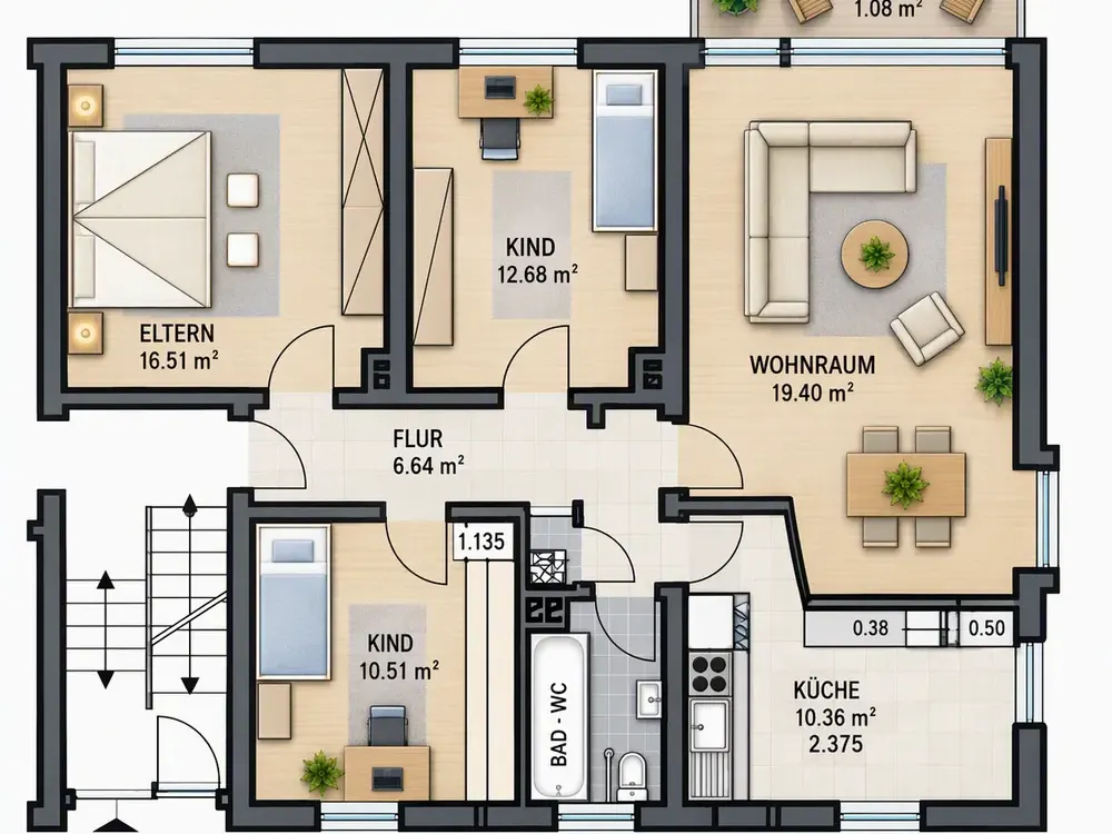 Wunderschöne frisch renovierte 4 Zimmer Wohnung mit Elektrischer Garage und Balkon in Paderborn