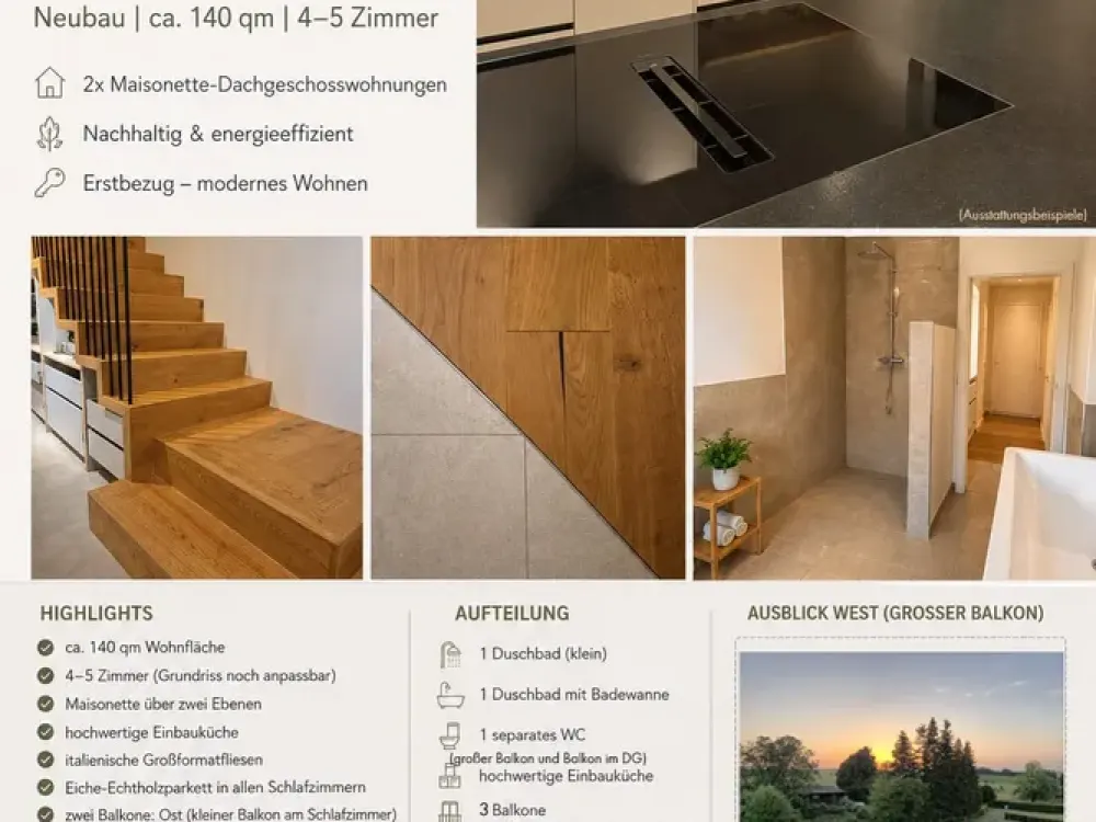 ERSTBEZUG Hochwertige Maisonette Wohnung mit Feldblick