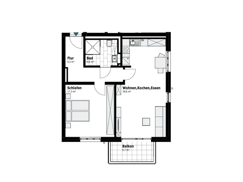 bezugsfertiger Neubau - 2-Zimmer-Whg. mit Balkon oder Terrasse - offene Küche