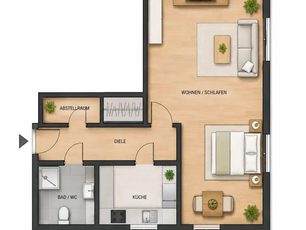 1-Zimmer-Wohnung mit Einbauküche Nürnberg, ab sofort bezugsfrei