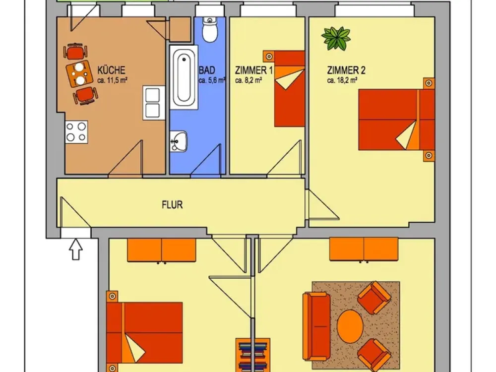 Sanierte 3,5 Zimmerwohnung mit Balkon