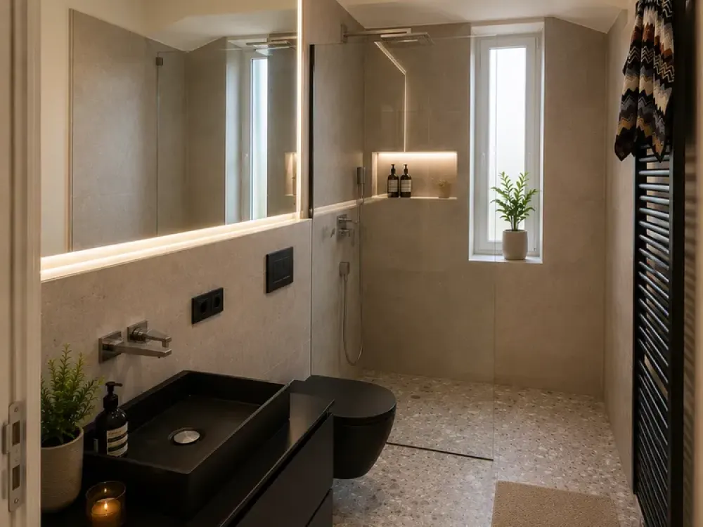 Kernsaniert & luxuriös teilmöbliert: Design-Apartment mit italienischem Terrazzo, Derendorf