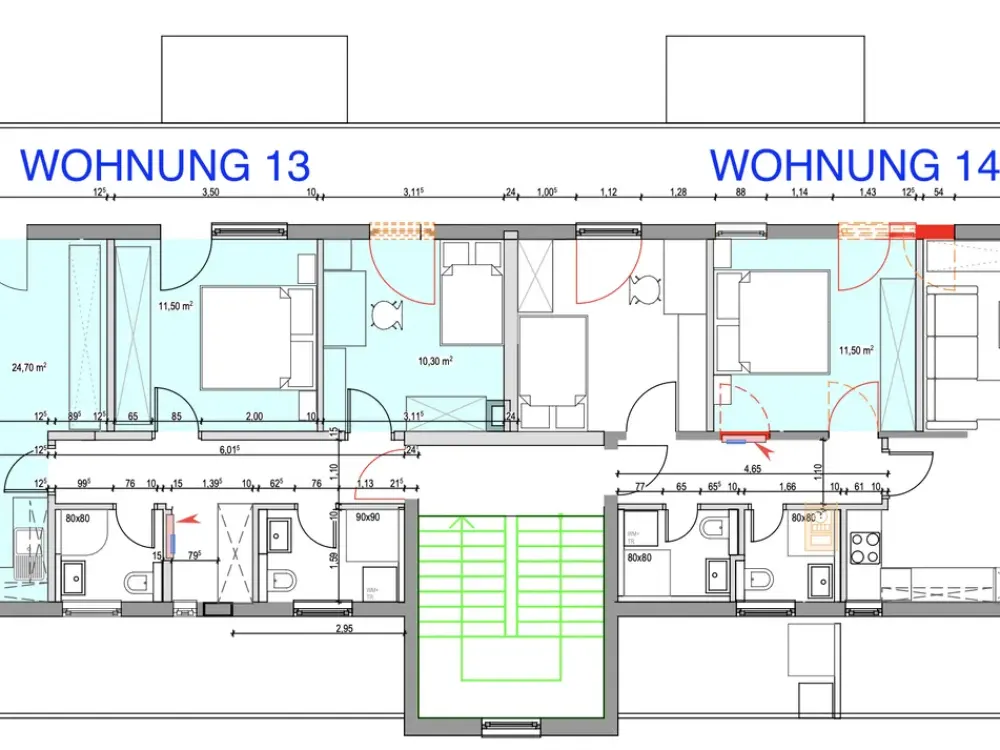 PENTHOUSE 13 - Exklusive 3 Zi. WHG mit 60 m² Dachterrasse,Fußbodenheizung&EinbaukücheErstbezug KfW55