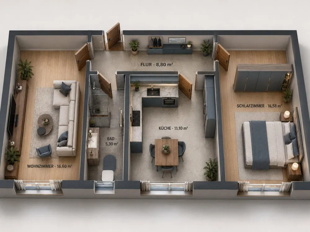 Sanierte 2,5-Zimmer-Wohnung im 1. Obergeschoss in Ickern