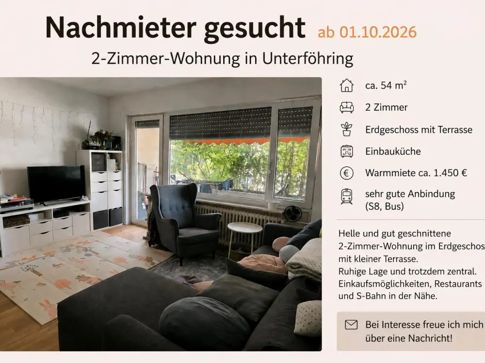 Nachmieter gesucht, 2-Zimmer-Wohnung, ab 01.10.