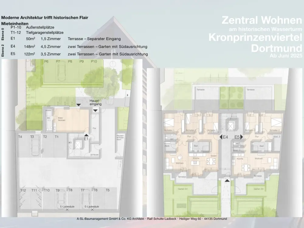 E5: Neubau Garten-Wohnung am historischen Wasserturm im Kronprinzenviertel