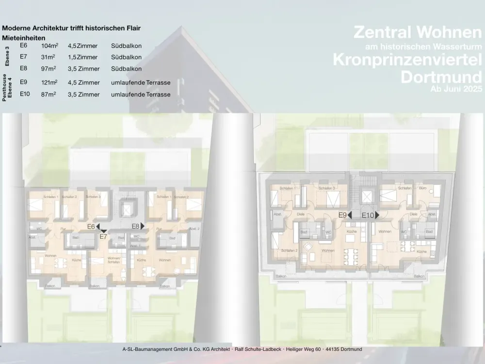 E5: Neubau Garten-Wohnung am historischen Wasserturm im Kronprinzenviertel