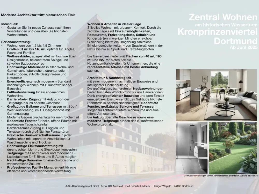 E5: Neubau Garten-Wohnung am historischen Wasserturm im Kronprinzenviertel