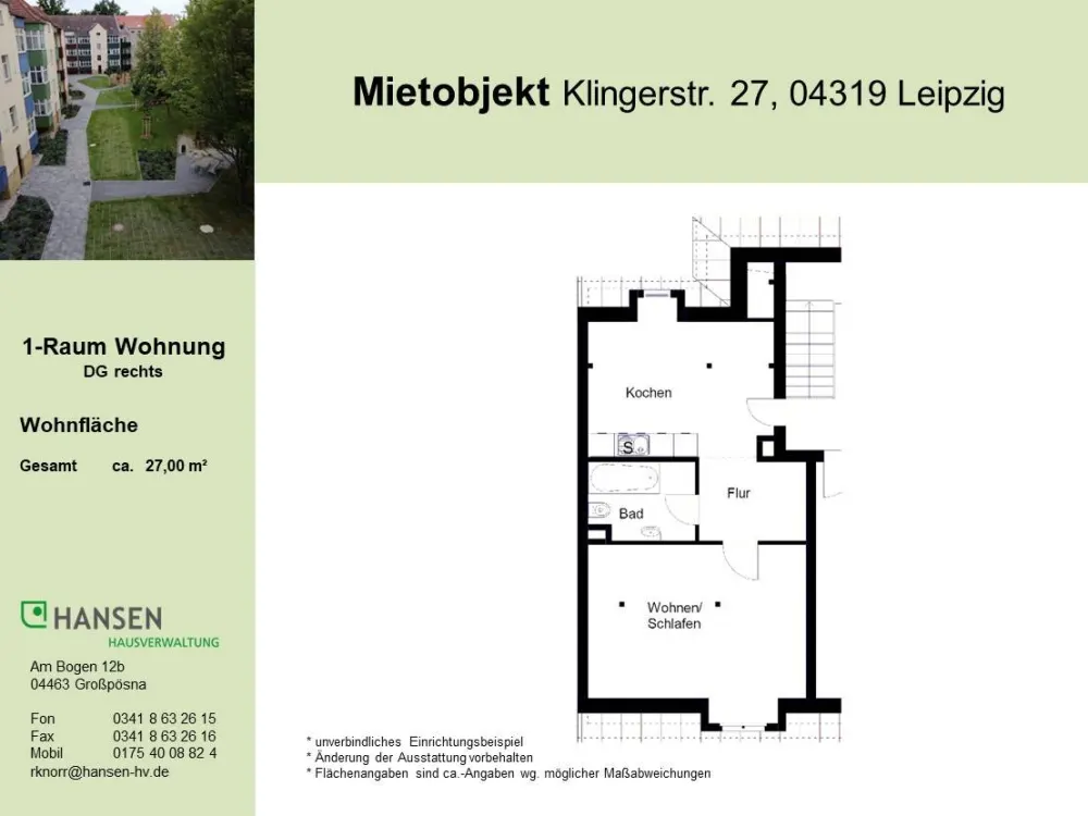 1-Raum Wohnung im DG