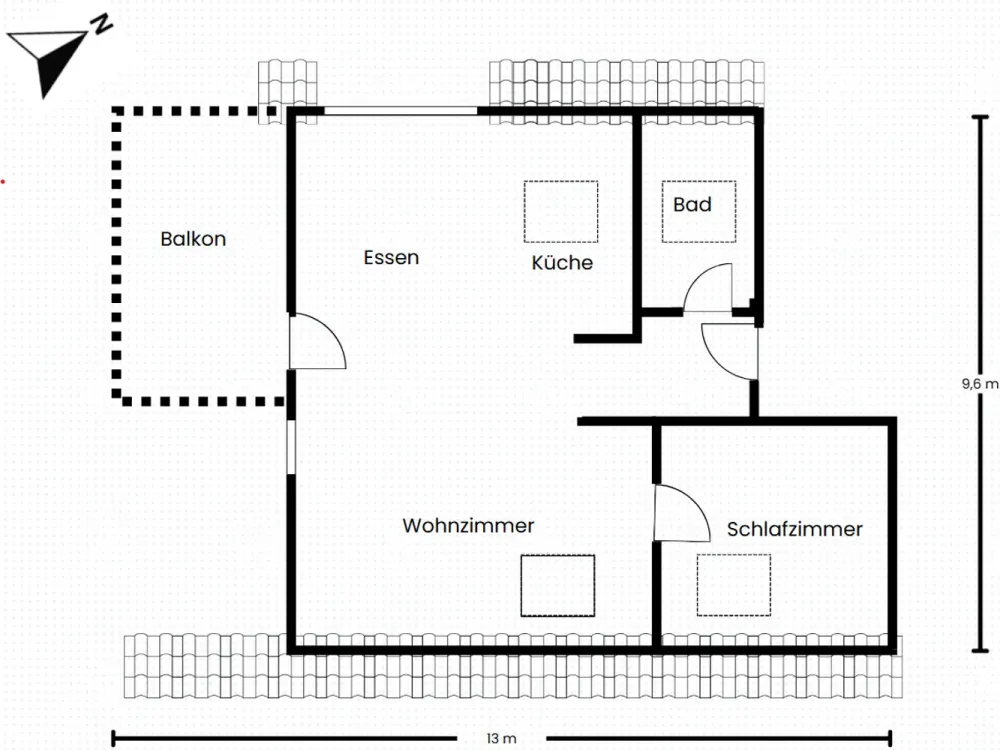 Helle, teilmöblierte 2-Zimmer-Dachgeschosswohnung mit Süd-Dachterrasse, EBK und Stellplatz