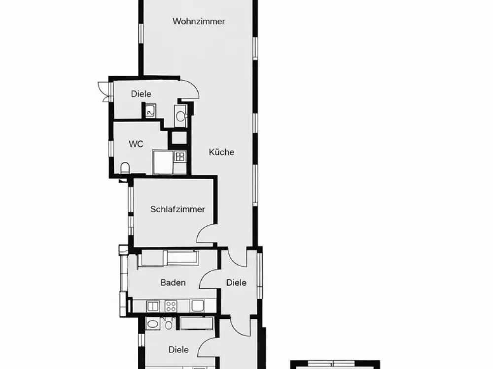 Modernisiertes 5 Zimmer Apartment mit Terrasse und Einbauküche / ohne Aufzug