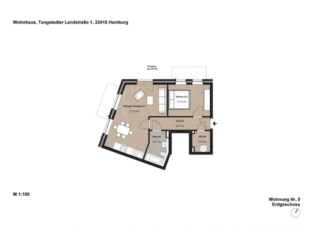 Wohnung mit Garten in der Nähe zum Flughafen